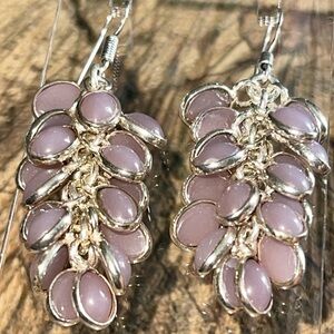 Faceted Purplish- Pink Chalcedony Earrings 2 1/4”